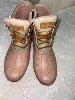 Sperry Pink and Tan Women's Winter Duck Boots